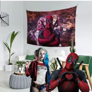 Deadpool x Harley Quinn Crossover Tapestry